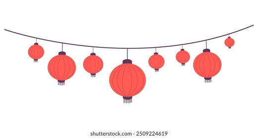 Lantern garland isolated for chinese new year festival flat design 