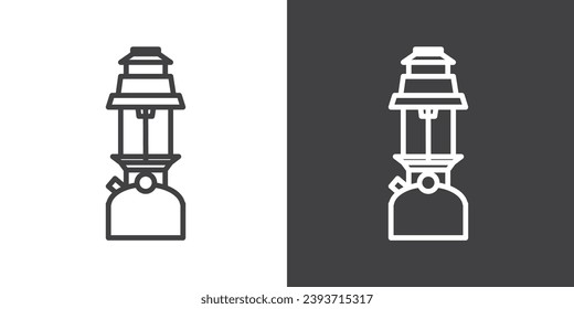 Lantern gas pump icon, Camping lantern simple line icon vector illustration, Classic lamp logo icon design, Vector illustation of classic lamp isolated on black and white background.