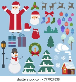 
lantern gifts Christmas tree snowman Santa Claus mittens deer toys light bulbs bows socks trees bag lantern wreath candle berries snowflakes house smoke cloud set icons stickers isolated