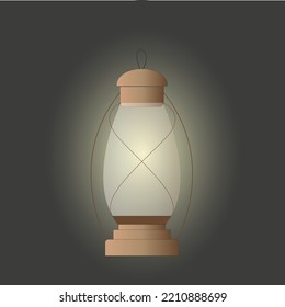 lantern glowing in the dark. cozy illustration