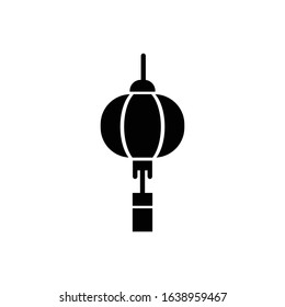 Lantern with glyph icon vector