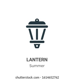 Lantern glyph icon vector on white background. Flat vector lantern icon symbol sign from modern summer collection for mobile concept and web apps design.