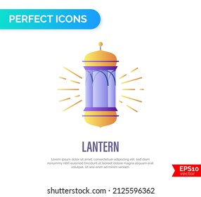 Lantern gradient flat icon. Religious decoration. Islam religion. Vector illustration.