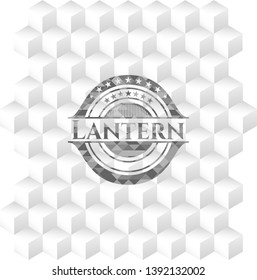Lantern grey badge with geometric cube white background