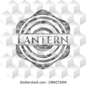 Lantern grey emblem. Retro with geometric cube white background
