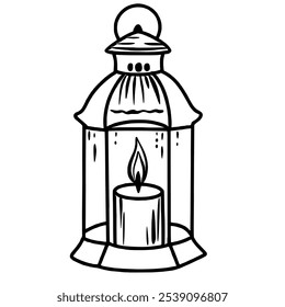 Lantern Hand drawn Christmas Winter christianity religion graphic vector illustration isolated on white background color editable 