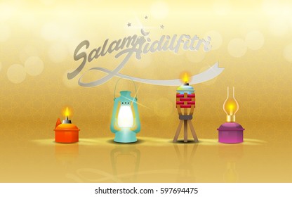 Lantern Hari Raya Template With Salam Aidilfitri Literally Means Celebration Day.