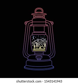 Lantern Hiking Camping Climbing Adventure Mountain Graphic Illustration Vector Art T-shirt Design