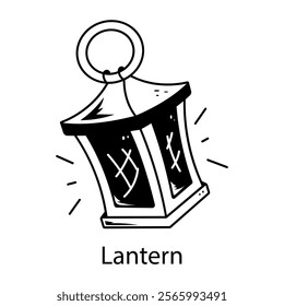 A lantern icon designed in doodle style 