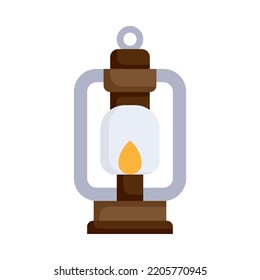 Lantern icon. Flat design. Vintage lantern. Oil lantern. An antique vintage lamp. Camping light. For presentation, graphic design, mobile application. Vector Illustration.