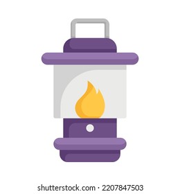 Lantern icon. Flat design. Vintage lantern. Oil lantern. An antique vintage lamp. Camping light. Holiday event halloween. Vector Illustration.
