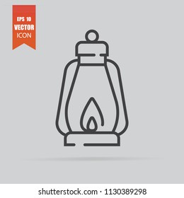 Lantern icon in flat style isolated on grey background. For your design, logo. Vector illustration.