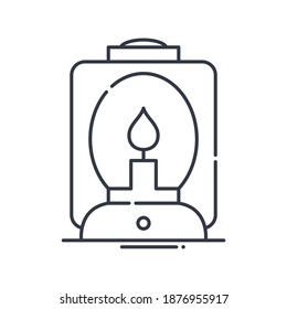 Laternensymbol, lineare einzelne Illustration, dünne Linie, Webdesign-Zeichen, Umrisssymbol mit bearbeitbarem Strich auf weißem Hintergrund.