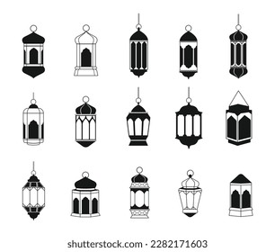 Lantern Icon For Muslim Celebration Ornament on white background. Illustration of Ramadan Kareem with lantern lights.