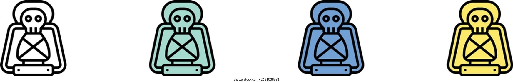 lantern icon. Outline, Green, Blue and Yellow Style Design Isolated On White Background