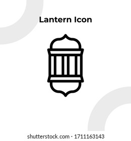 Lantern Icon With Outline Style, Ramadan Theme, Vector Editable