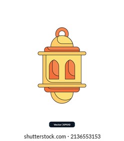 Lantern icon. Ramadan, Islamic holiday symbols collection. Islamic icons, Muslim day signs icon isolated on white background. Quran Book, Traditional Lanterns. eps 10.