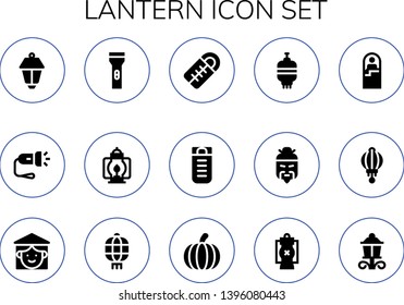 lantern icon set. 15 filled lantern icons.  Simple modern icons about  - Lamppost, Flashlight, Lantern, Sleeping bag, Chinese, Vietnamese, Pumpkin, Street lamp