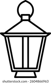 lantern icon in simple line art vector illustration