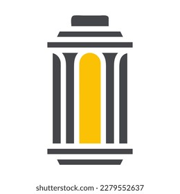 lantern icon solid grey yellow style ramadan illustration vector element and symbol perfect. Icon sign from modern collection for web.