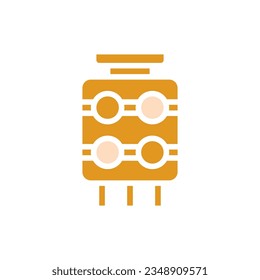 Lantern icon solid orange yellow colour chinese new year vector element and symbol perfect.