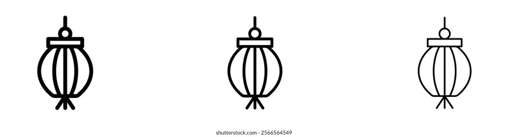 Lantern icon in tree different line stroke sizes.