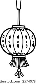 Lantern icon vector. Chinese New Year lantern set, Traditional Chinese red paper lanterns.