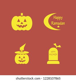 lantern icon. lantern vector icons set happy ramadan, pumpkin, happy halloween and pumpkin witch hat