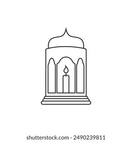 Icono de linterna Vector. Ilustración de la lámpara. Símbolo de linterna. Logotipo de la lámpara árabe.