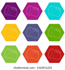 Lantern icons 9 set coloful isolated on white for web