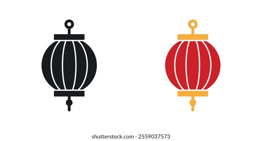 Lantern icons in black and colored version