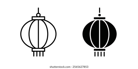 Lantern icons in black and white colors