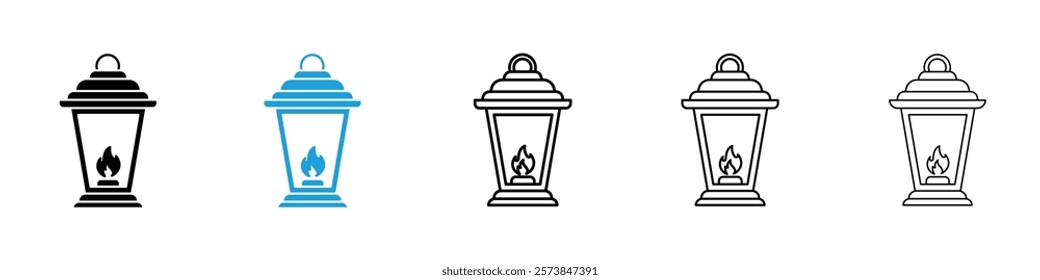 Lantern icons in filled and 3 stroke weights