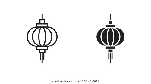 Lantern icons in line stroke and flat versions
