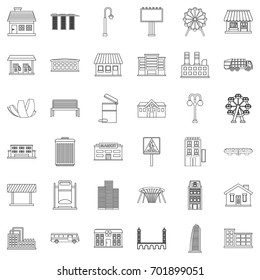 Lantern icons set. Outline style of 36 lantern vector icons for web isolated on white background