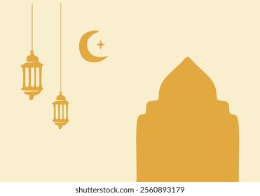 lantern illustrations and simple and colorful decorations, to welcome the month of Ramadan

