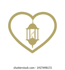 lantern inside heart shape, vector