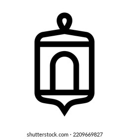 Lantern Islamic icon simple line. Vector illustration lamp logo 