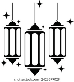 Linterna Lámparas colgantes aisladas. Efectos de fondo vectorial transparente Linterna de Ramadán Kareem, Ilustración vectorial Diseño de elementos de Ramadán con estrella de linterna, para decoración.