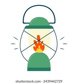 Lantern or kerosene lamp for camping. Vector illustration