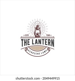 Lantern Kerosene Lamp Logo Design Vector Image