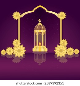 Lantern lamp illustration ramadhan kareem or eid mubarak.vector background,greeting card,poster editable