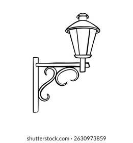 lantern, lamp line vector illustration by hand