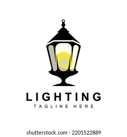 Lantern Lamp Logo Design, Life Lighting Vector, Lamp Logo Illustration, Product Brand