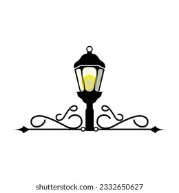 Lantern Lamp Logo Design, Life Lighting Vector, Lamp Logo Illustration, Product Brand, Retro Vintage
