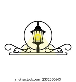 Lantern Lamp Logo Design, Life Lighting Vector, Lamp Logo Illustration, Product Brand, Retro Vintage