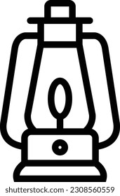 Lantern lamp outline icon. Adventure icon set. Line with Editable stroke. Vector illustration isolated on white background.