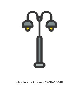 Lantern or lamp vector icon, filled design editable stroke
