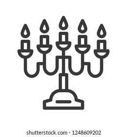 Lantern or lamp vector icon, line design editable stroke