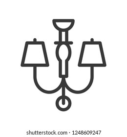 Lantern or lamp vector icon, line design editable stroke